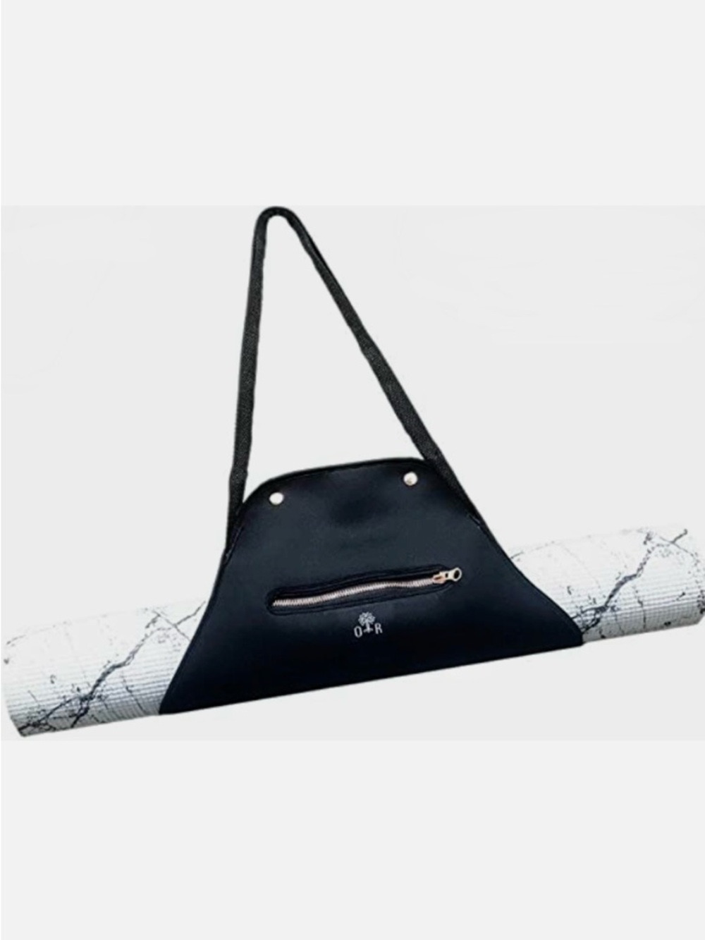 O & R Yoga Mat Bag Black Neoprene | Zipper Pocket Gym Carry Tote | New